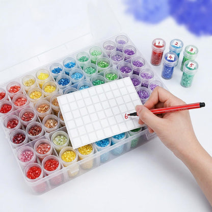Pumtus 2 Pack Diamond Art Storage Containers, 120 Grids Beads Organizer Box with Label Stickers, Plastic 5D Embroidery Accessories Storage Case Jars for DIY, Art, Craft, Rhinestone, Seed