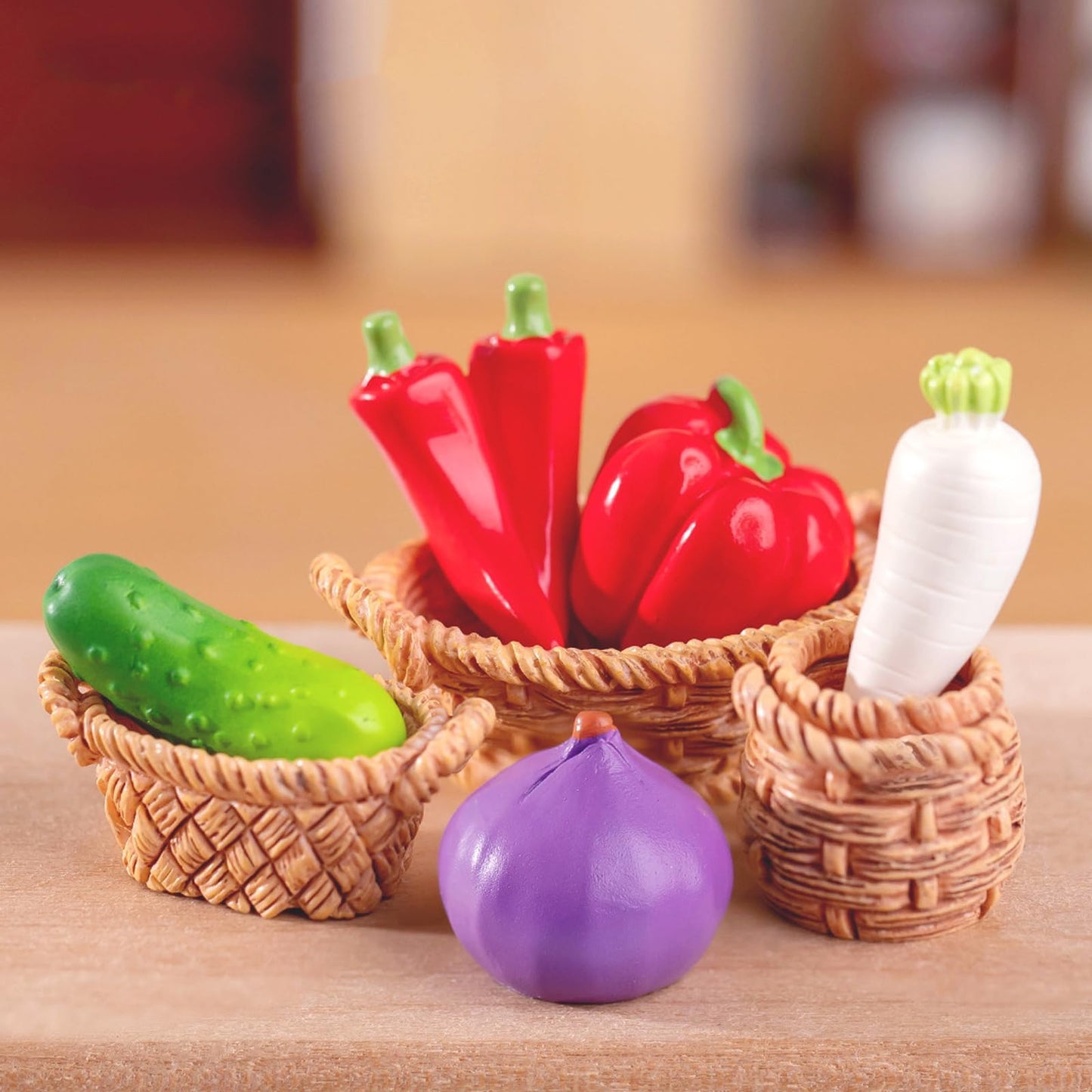 Exasinine 42 Pcs Miniature Food Mini Vegetables Figurines Miniature Baskets for Miniatures Food Kitchen Mini House Store