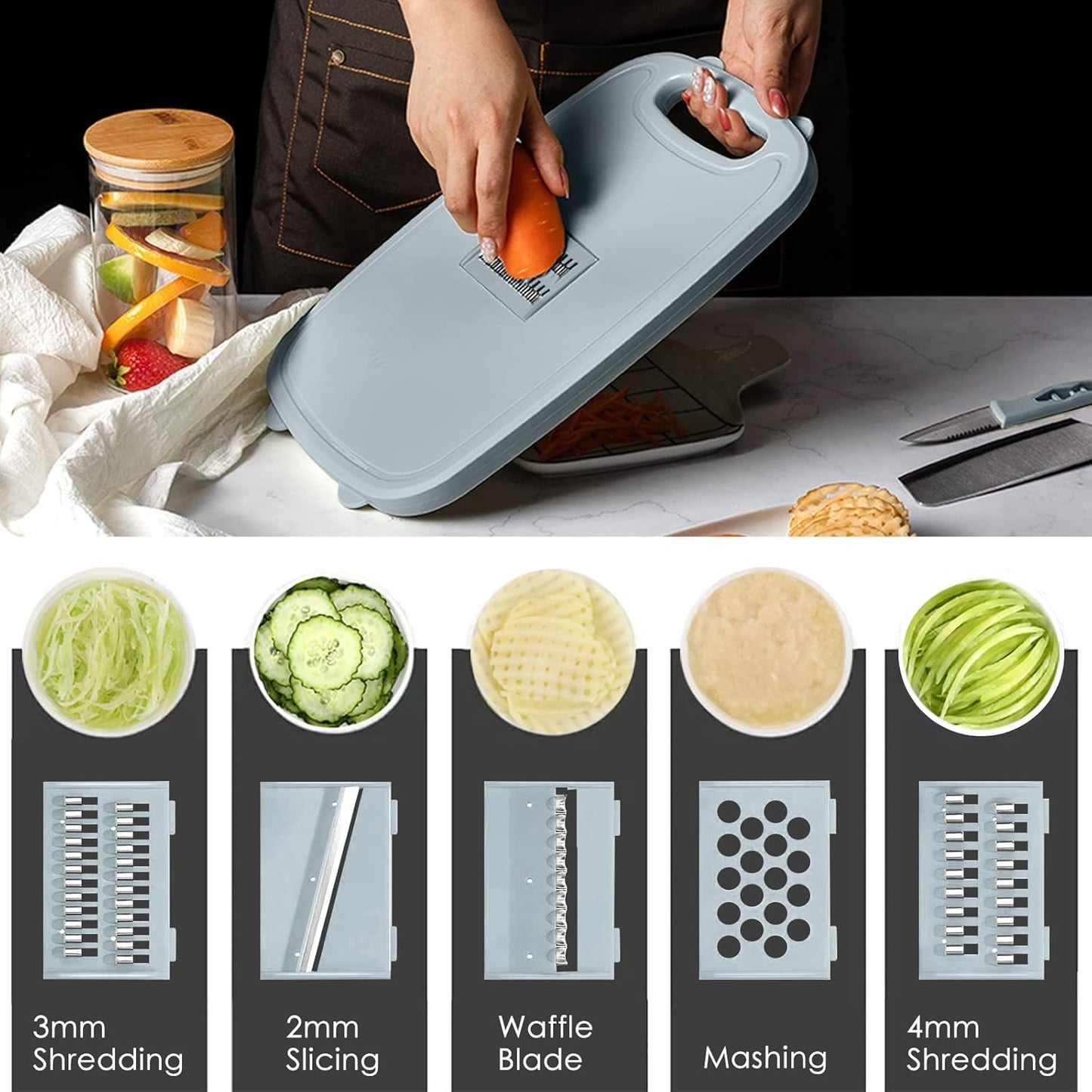 HI NINGER Collapsible Cutting Board with Colander, 9-In-1 Multi Chopping Board for Kitchen and Camping Accessories