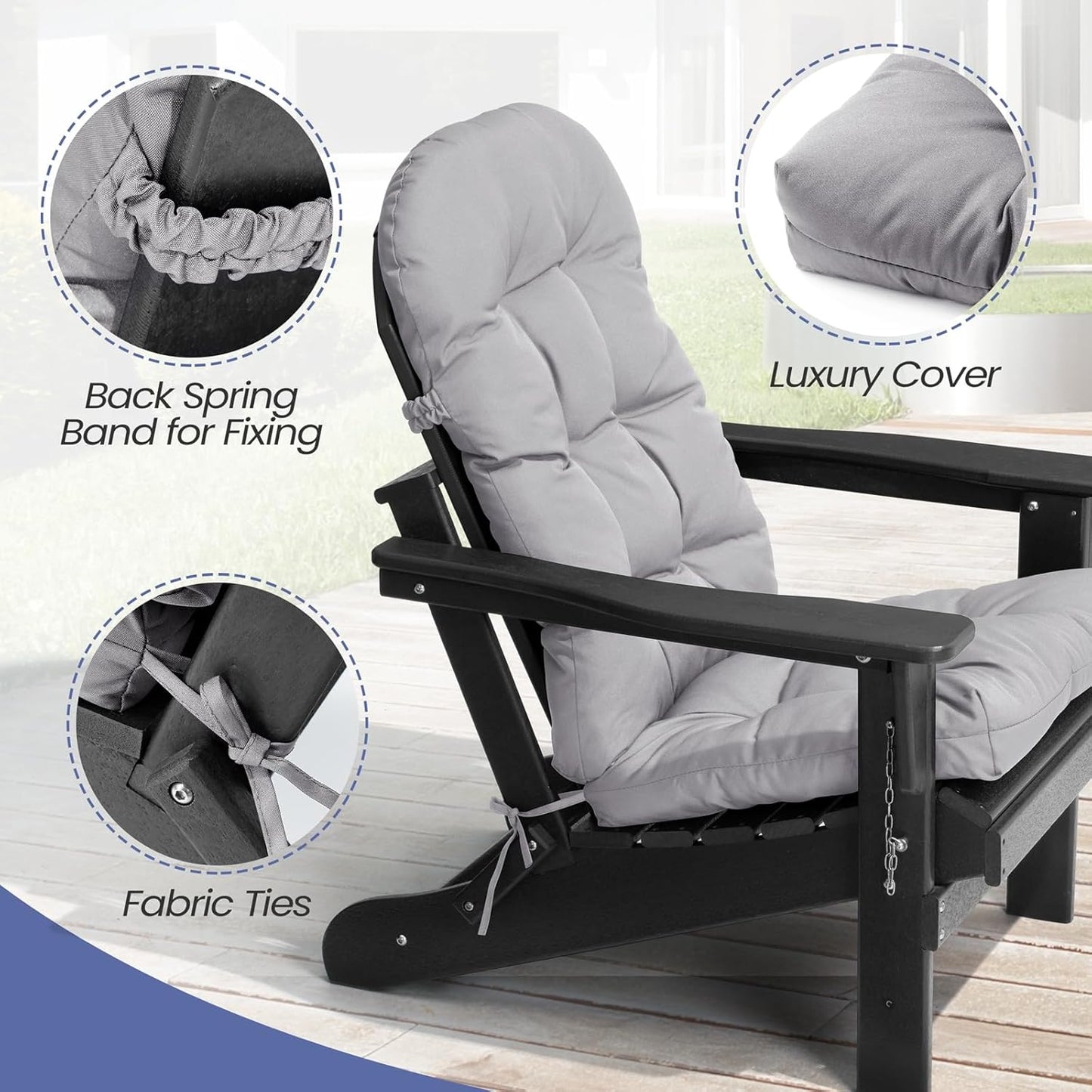 50x20x4 Inch, Crestlive Products Adirondack Chair Cushion, Outdoor Rocking Chair Cushion Water Resistant High Back
