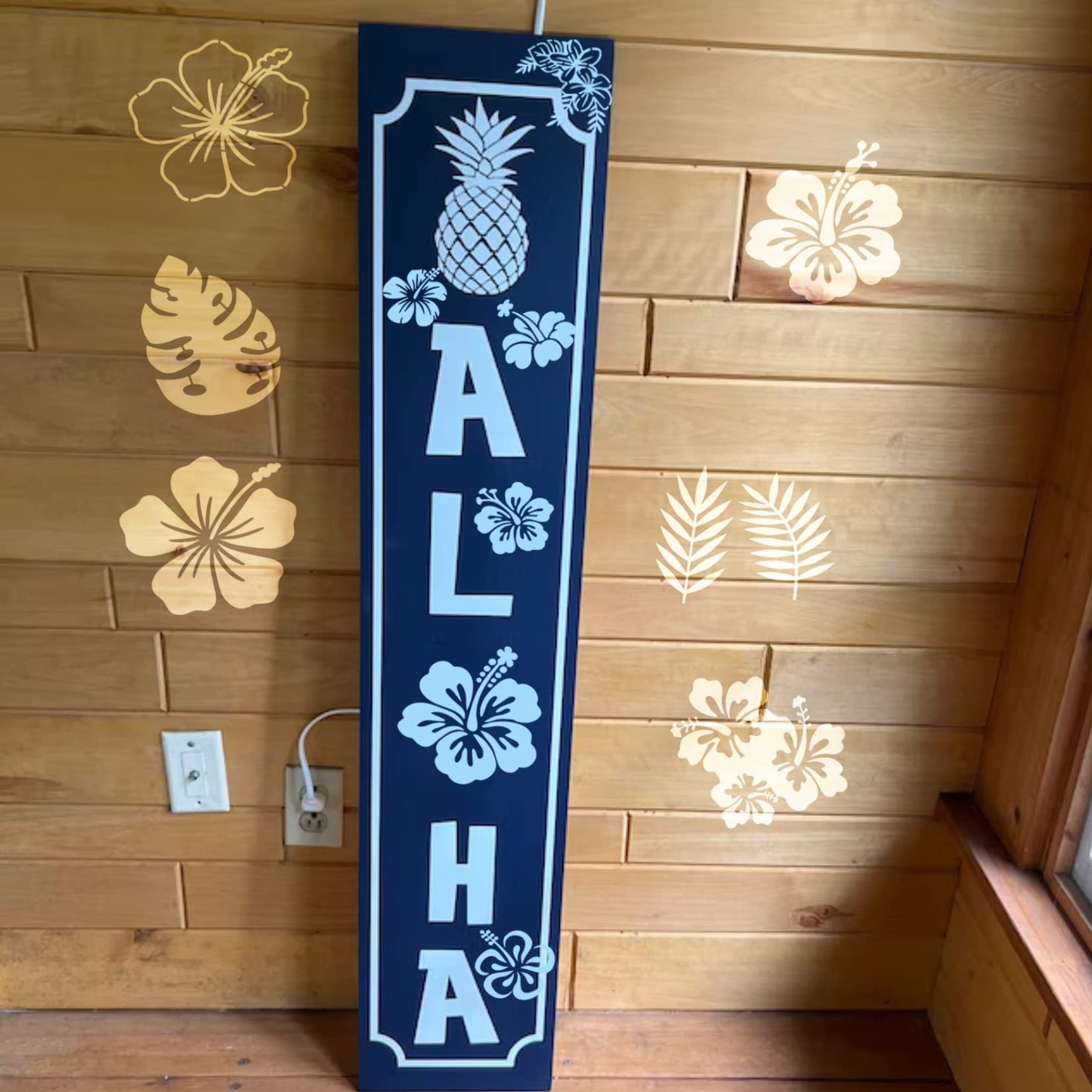 Hibiscus Leaf Stencils Flower Paint Stencil Tropical Leaves Palm Tree Nature Floral Art Craft Drawing Stencil for Painting on Wood Rock Wall Card Making Fabric Canvas Furniture Porch Paper (Hibiscus)