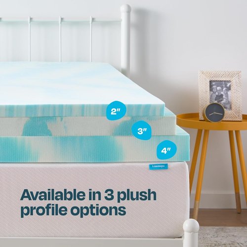 Linenspa 4 Inch Gel Memory Foam Mattress Topper - Cooling & Pressure Relieving - Full Size, CertiPUR Certified