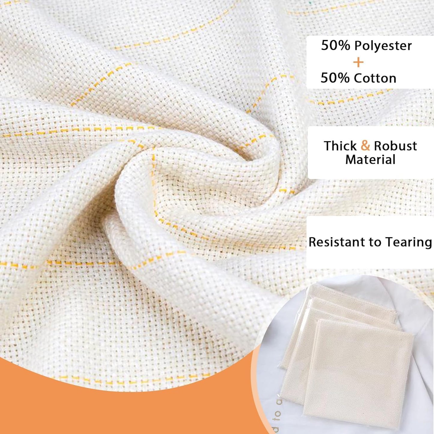 80" x 40" Overlocking Monks Cloth for Punch Needle Rug Tufting Fabric with Marked Lines, Punch Needle Fabric for Gun Rug Tufting and Embroidery,White Punch Needle & Tufting Cloth