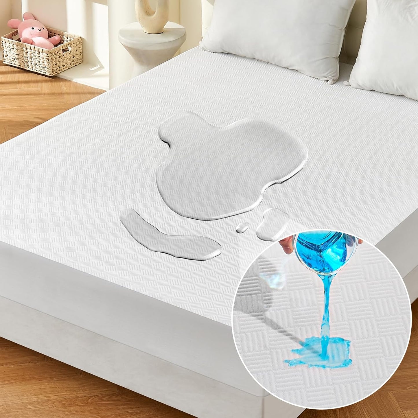 Waterproof Mattress Protector Full, Breathable 3D Air Fabric Cover, Noiseless Pad Fits Up to 18'' Deep Pocket Mattress