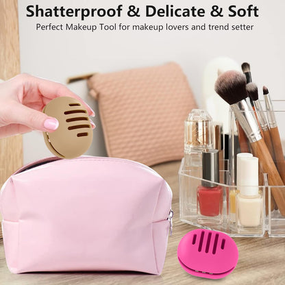2 Pcs Makeup Sponge Holder,Double-Sided Breathable Silicone Beauty Blender Holder for Travel or Daily,Shatterproof Make-up Travel Case Quick Drying Easy to Carry,Grey+Pink