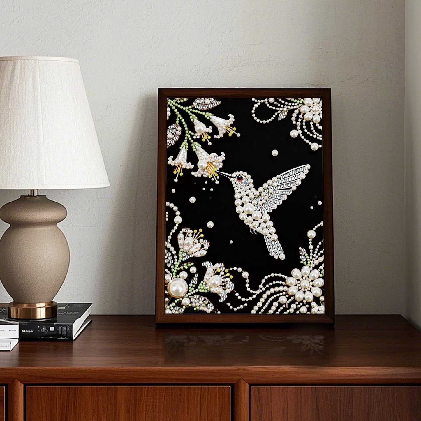 WSLWXSHM Pearl Diamond Painting Kits for Adults Hummingbird, 5D Special Shape Diamond Art Kits for Beginners, Crystal Rhinestones Diamond Painting for Home Wall Decoration Gift 12×16inch, Bird