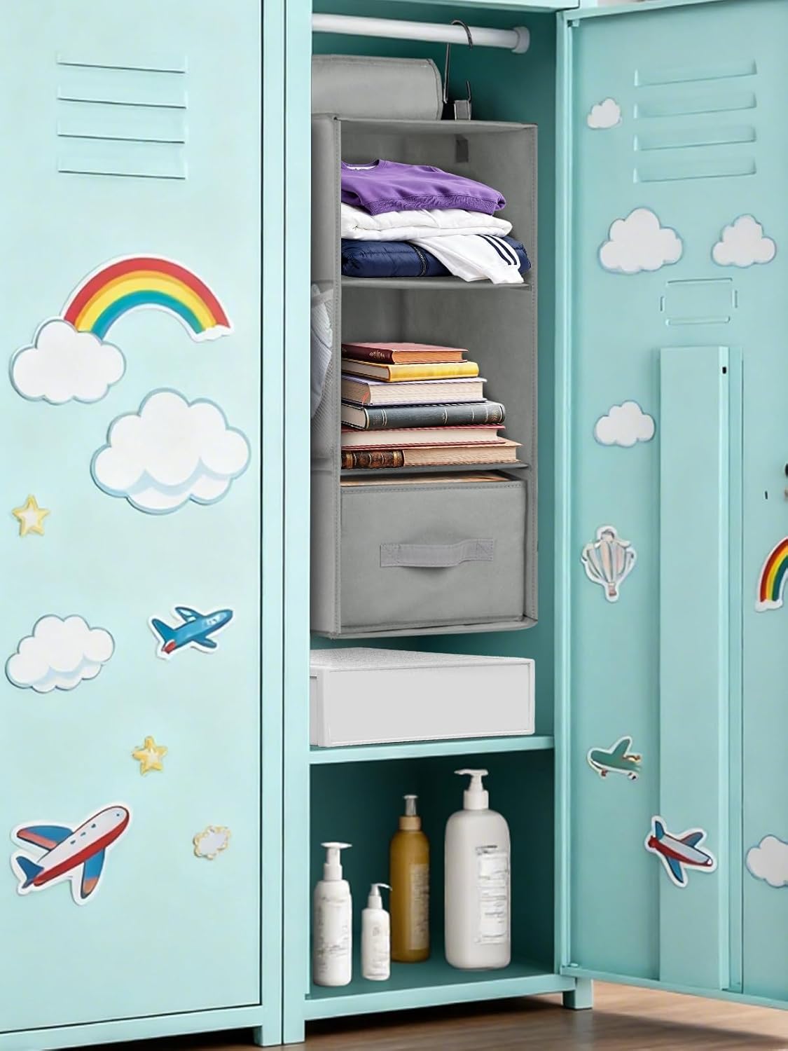 3-Shelf Closet 2 Pack Closet Closet 22.8" 11" 11" punemi Hanging Organizer, Hanging Organizer with Drawers, Foldable