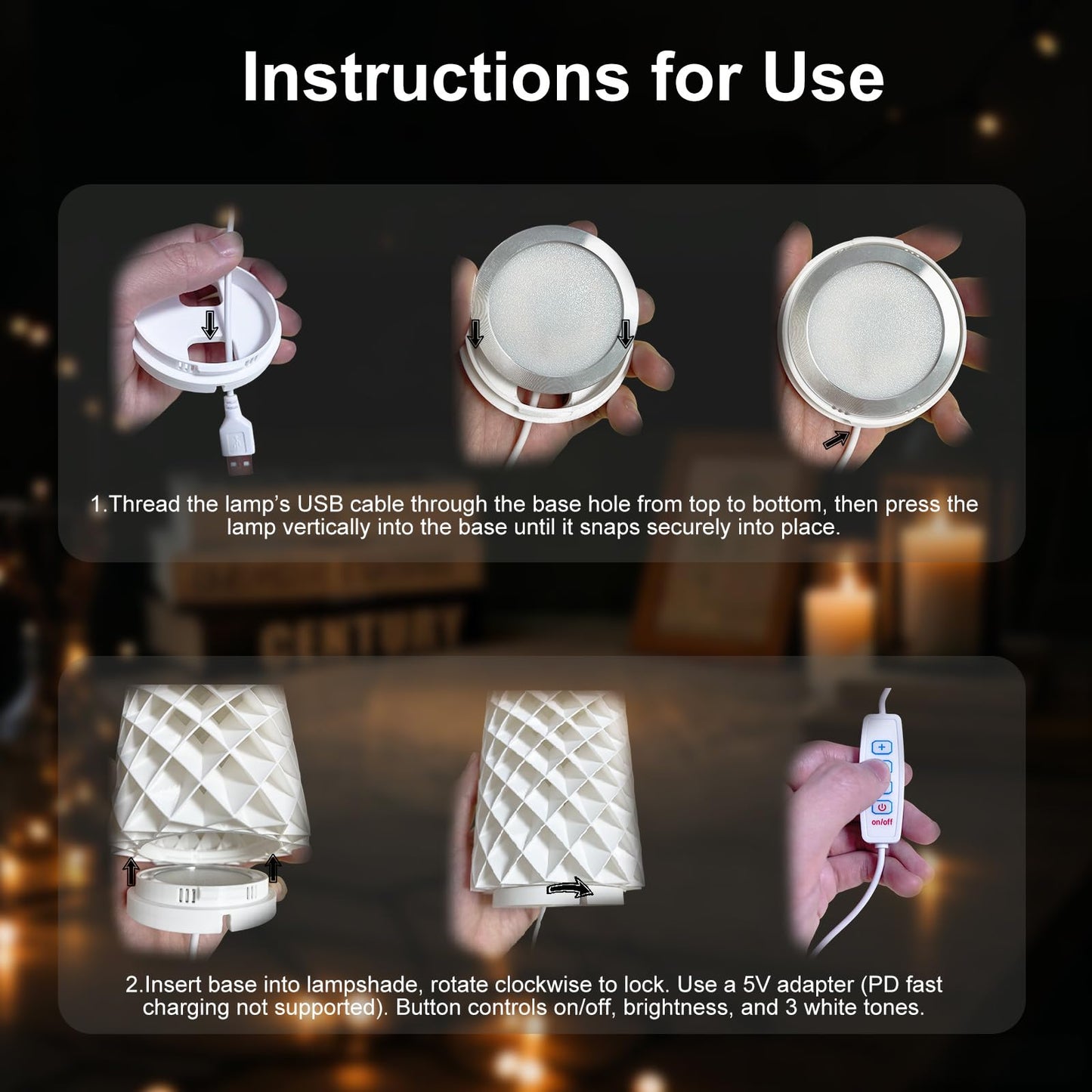 BambooSegD 3PCS LED Lamp Kit 001 Three Colors for Bambu Lab H2S/P2S/P1P/A1 Makerworld for anycubic Makeronline 3D Printer Light DIY Hardware Model Spare Parts 5V USB Powered, 3000K Warm Light