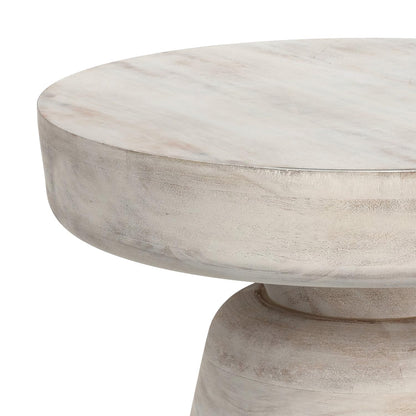 SIMPLIHOME Robbie Accent Table - 16 inch Wide Solid Mango Wood End Table in Distressed White Wash, Boho Contemporary Rustic Side Table for Living Room or Bedroom with Multipurpose Function, Assembled