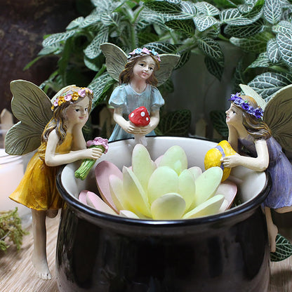 KOCNYDEY Garden Miniatures Fairies Mini Garden Figurine Set Fairies Statues Without a Stick for Outdoor Garden Yard Lawn Home Decor Lovely Resin Fairy Angel Accessories (5 Pieces)