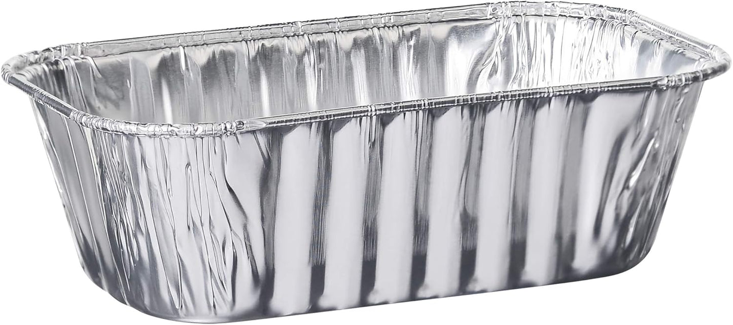PLASTICPRO 1 Lb 100 Pack Disposable Loaf Pans, Aluminum Tin Foil Meal Prep Bakeware for Baking Cakes and Bread