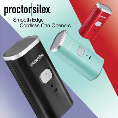 Proctor Silex Automatic Electric Can Opener, Hands Free Cordless Operation & USB Rechargeable, Self-Aligning, Cut Smooth Touch Lid Edges, Compact and Easy to Store, Black