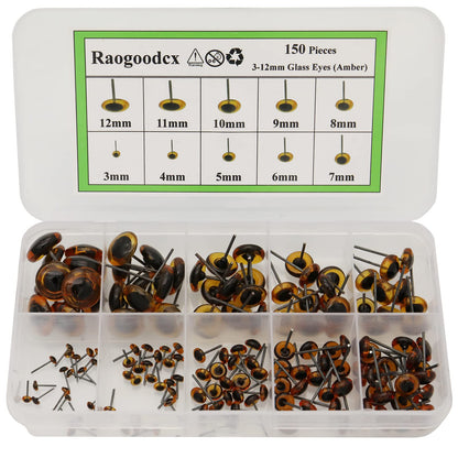 150Pcs Needle Felting Eyes mini Glass Amber Eyes Kits for Teddy Puppets Dolls Wool Felting Crafts