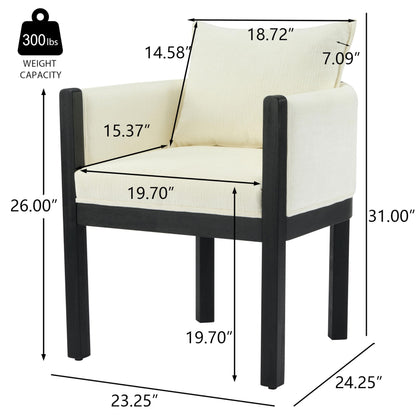 Christopher Knight Home Lucid Linen Upholstered Dining Chairs Set of 2, Rubber Wood Dining Room Chairs, Modern Armchair, Extra Seating for Dining Room, Versatile Indoor Furniture, White + Black