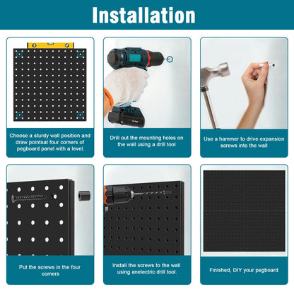Daanxw Peg Board Kit, Includes Pegboard and Accessories,with Hooks and Bins,Peg Board Wall Organizer for Office,Ornaments Display,Crafts Organization (129, Black)