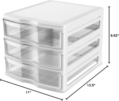 Life Story 3 Drawer Stackable Shelf Organizer, Plastic Storage Drawers for Bathroom, Makeup, or Pantry Organization