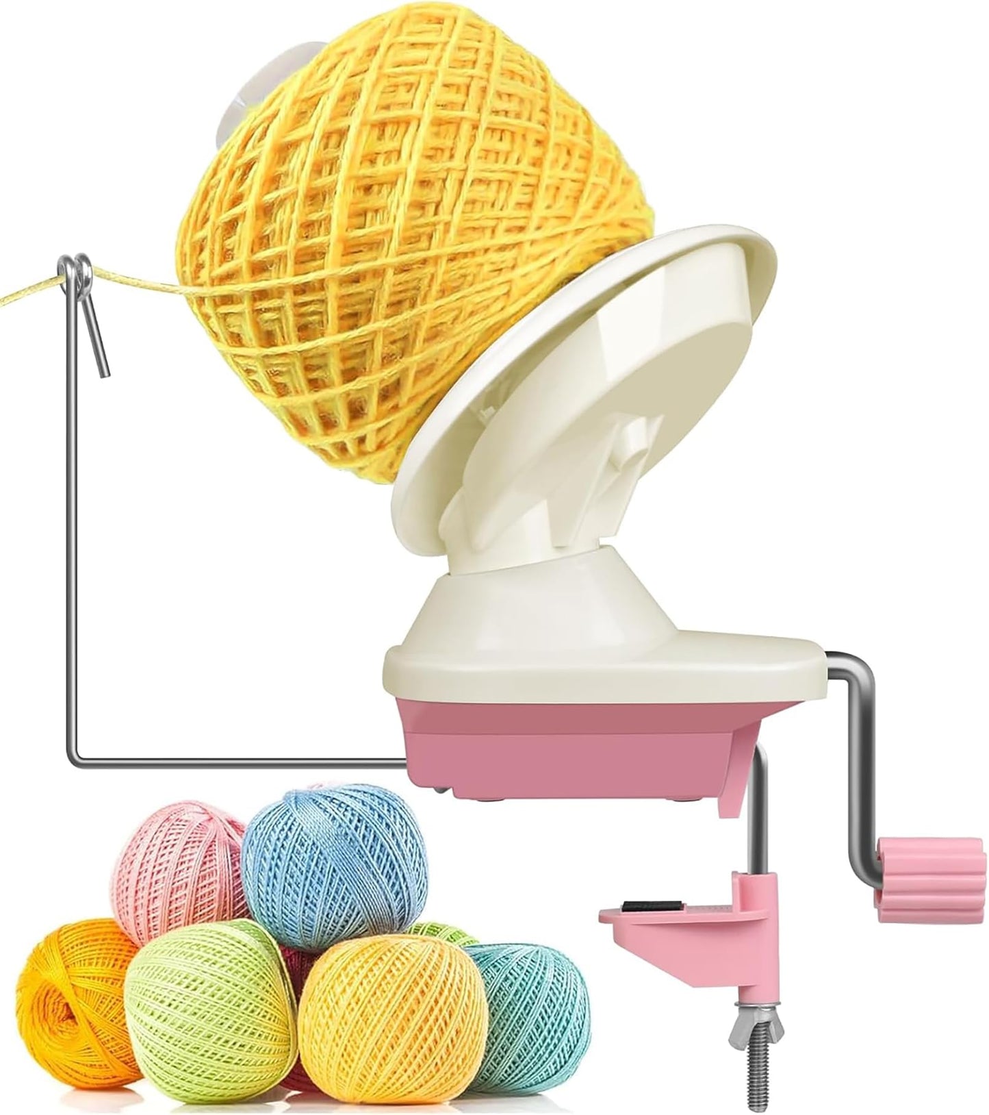 SOGCASE Yarn Winder, Manual Yarn Ball Winder for Crocheting and Knitting, Create Cakes up to 4 oz / 100g, Pink
