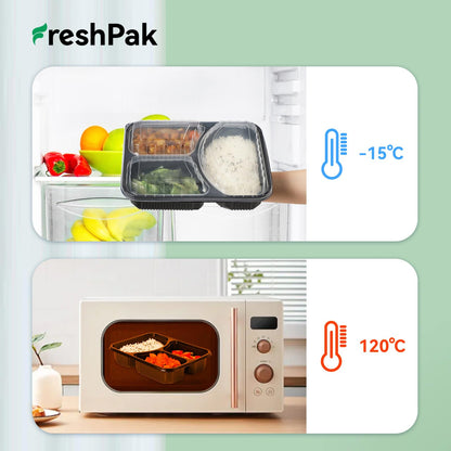 FRESHPAK Meal Prep Container, 40-Pack Leakproof To Go Boxes with Lids 38oz BPA Free Microwave and Freezer Safe Reusable Plastic Bento Boxes Ideal for Portion Control and Food Storage