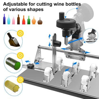 Smasener Wine Bottle Cutter,Glass Bottle Cutter Set, Wine Bottle Cutter Tools, Curved Glass Cutting Tool for Round and Square Bottles, [Stainless Steel 201]Bottle DIY Craft Kit
