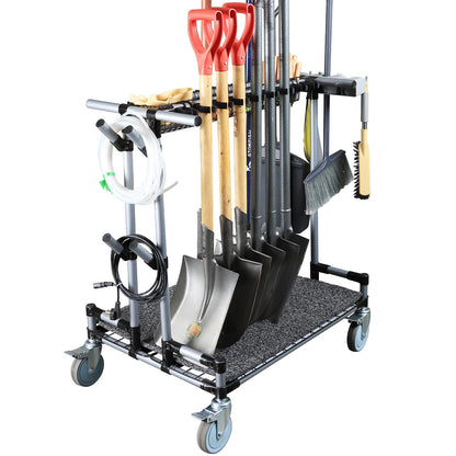 Heavy-Duty Garden Tool Organizer Cart Ideal for Gardening, Upgraded 5-Inch Wheels for Lawn & Sand, Long-Handle Tool Storage