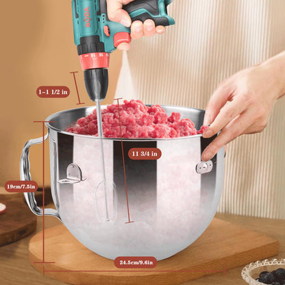 Hand Mixer Beaters used with Standard Hand Drill,Meat Chopper,Hamburger Chopper,Potato Masher,304 Stainless Steel Meat Whisk for Stirring Eggs,Chocolate,Butter,Patties and Cream