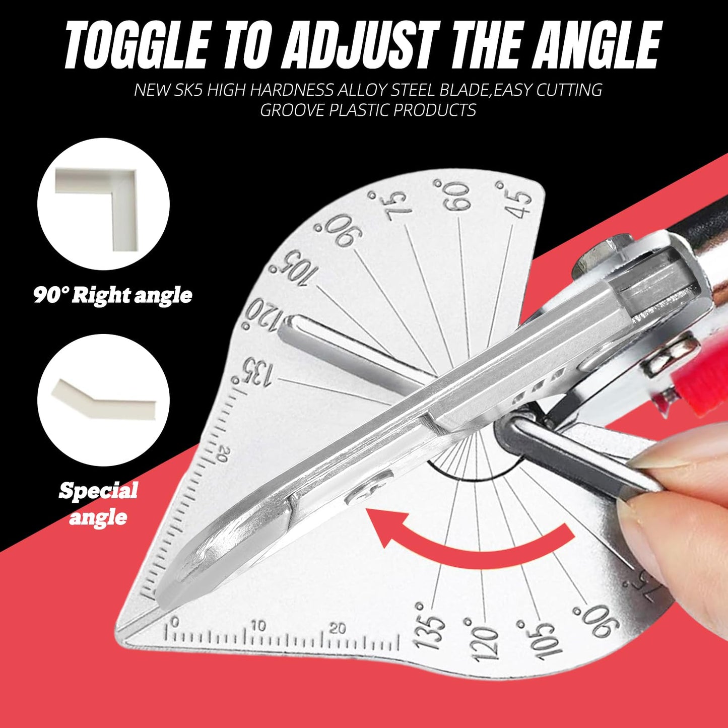 Miter Shear & Cutting Tool - 45-135° Adjustable Angle with 10 Sharp Blades for Woodworking, DIY Projects, Home Repairs | Durable Design, Rust-Resistant, Easy to Use