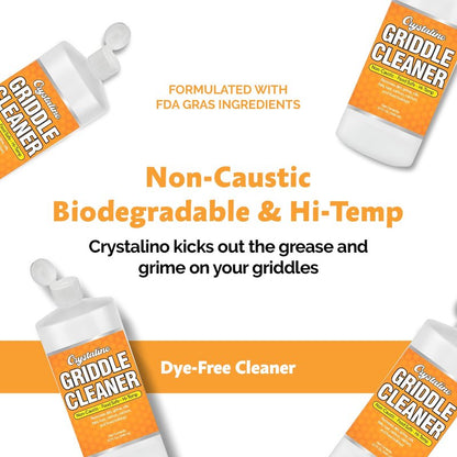 Crystalino Flat Top Grill Cleaner (32 Fl Oz), Removes Grease, Rust, Fats, Carbon, and Calcium, Griddle Cleaning Kit, Use on Stainless Steel as Wolf Blackstone Griddle Cleaner for Flat Top Degreaser