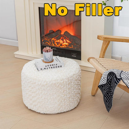 Poofieotto 20x12 Inches Unstuffed Pouf Ottoman Cover Handmade Footstool Ottoman Storage Solution Floor Pouf Footrest