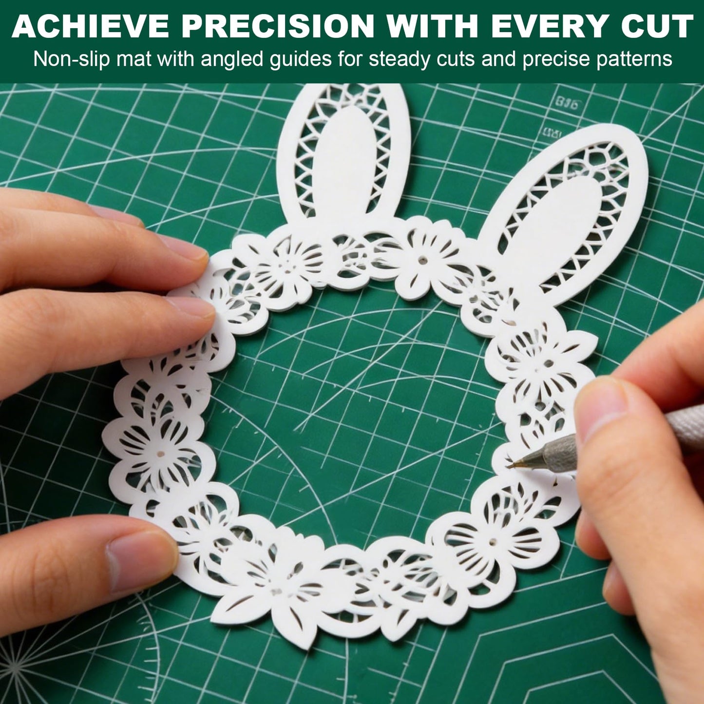 A3 Self Healing Cutting Mat Set, 5 Pack Double-Sided PVC Cutting Mats for Crafts with Inch, Metric, and Angle Guides for Sewing, Quilting, and DIY Cutting