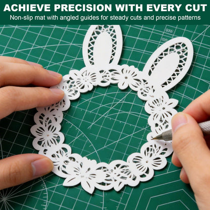 A3 Self Healing Cutting Mat Set, 5 Pack Double-Sided PVC Cutting Mats for Crafts with Inch, Metric, and Angle Guides for Sewing, Quilting, and DIY Cutting