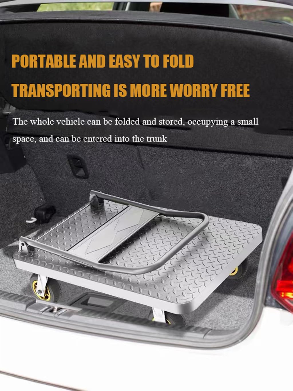 Heavy Duty Foldable Garage Platform Truck Flatbed Dolly Cart with 360° Swivel Wheels Ideal for Moving Groceries Warehouse and Garage Use