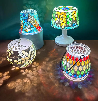 HJRTIUOH 100g Petal Mosaic Tiles, High Transparency Stained Glass Mosaic Tiles, DIY Handmade Lampshade Artwork and Stained Glass Projects, Approx. 360 Pieces,Reddish