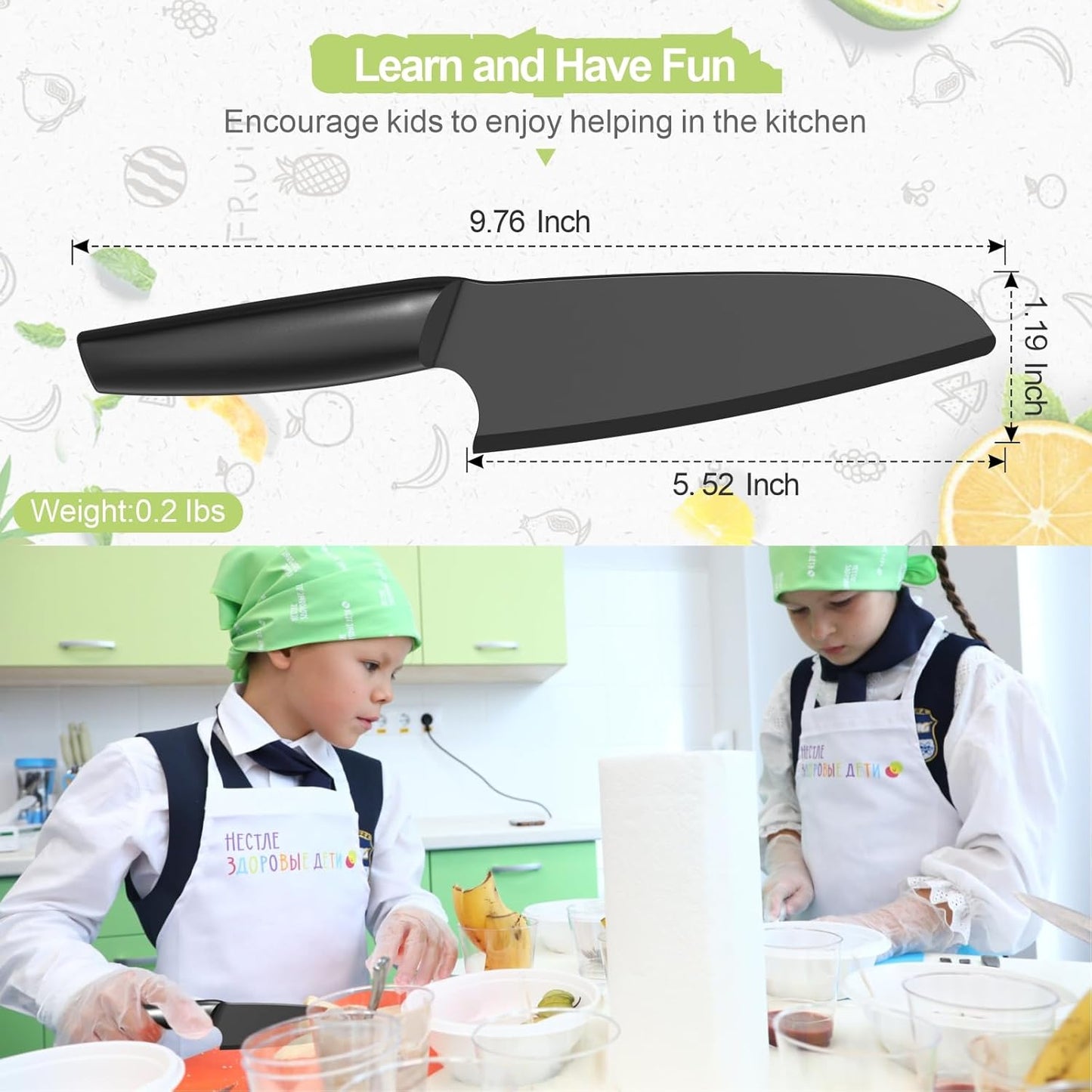 AILUROPODA Nylon Knife for Nonstick Pans, Set for Cutting Fruits, Veggies, and Bread, Black