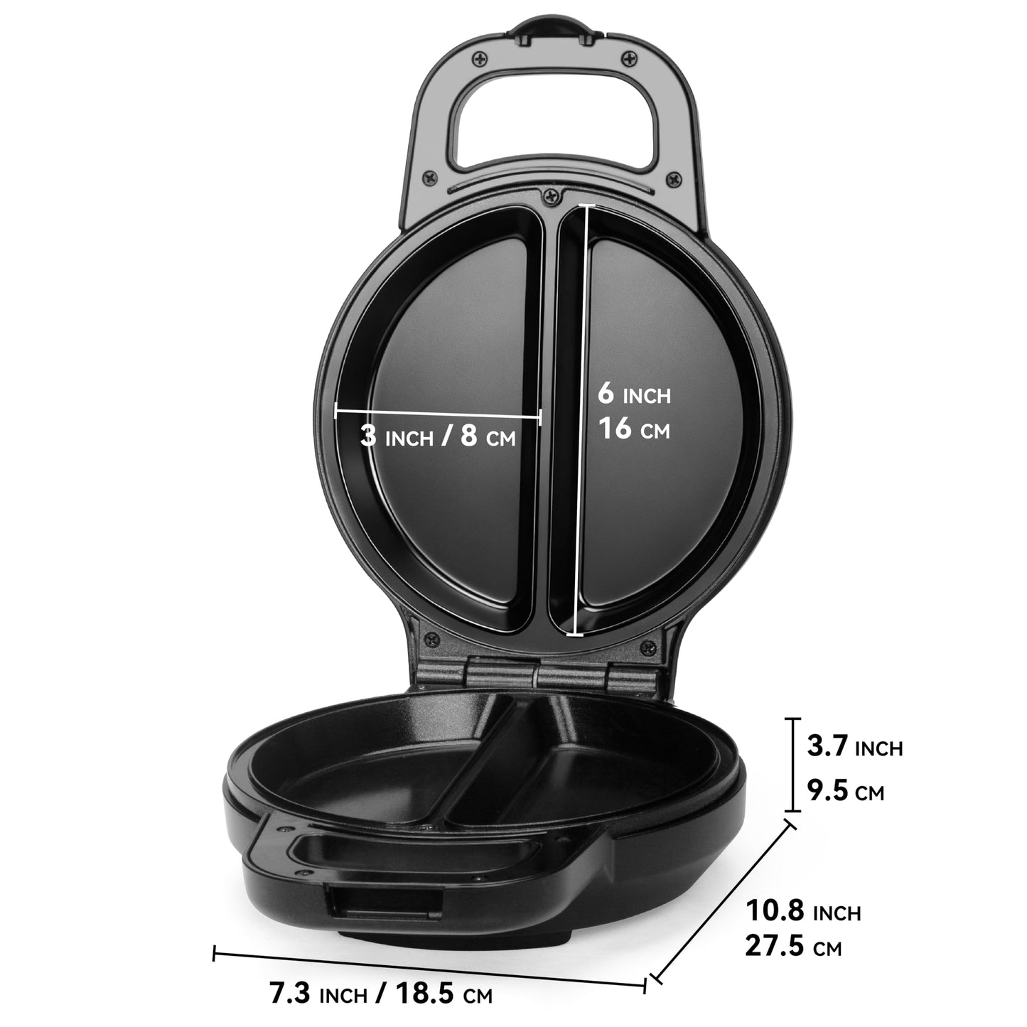 SugarWhisk Flip Omelette Maker Electric, Omelette Pan Nonstick for 2 Individual 6.5" Omelets, Cooking Gadgets for Home, Omelet Maker with Ceramic Coating, Graphite