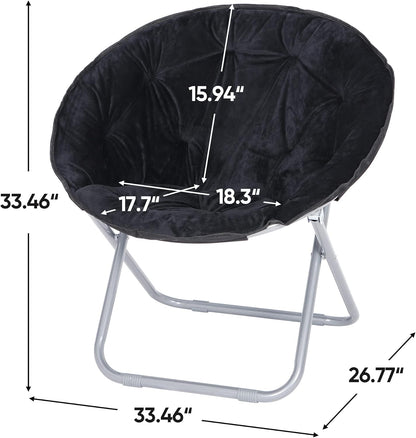 Nova Microdermabrasion Folding Faux Fur Moon Chair Soft Plush Lounge Chair Moon Chair with Metal Frame for Bedroom