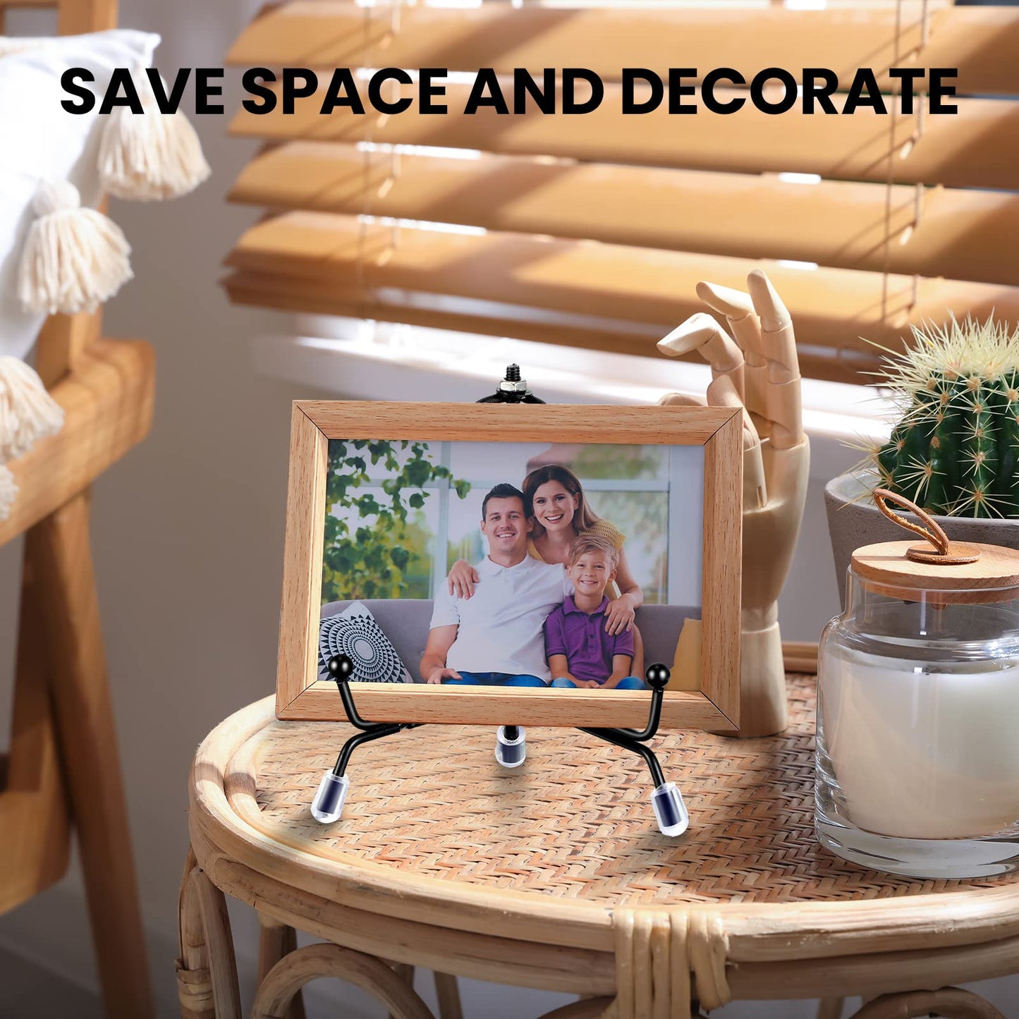 Chumia 18 Pcs Anti Slip Plate Stands for Display, Black Iron Easel Plate Holder Picture Frame Holder Stand for Display Decorative Photo Tabletop Artwork(4, 6, 8 Inch)