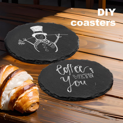 60 Pieces Slate Coasters. Dhfsleo 4 inch Black Coasters Stone Coaster Set,Laser Engraving Blanks with Anti-Scratch Bottom, Perfect for use in Your Home, Office, Kitchen,bar or Anywhere.Round