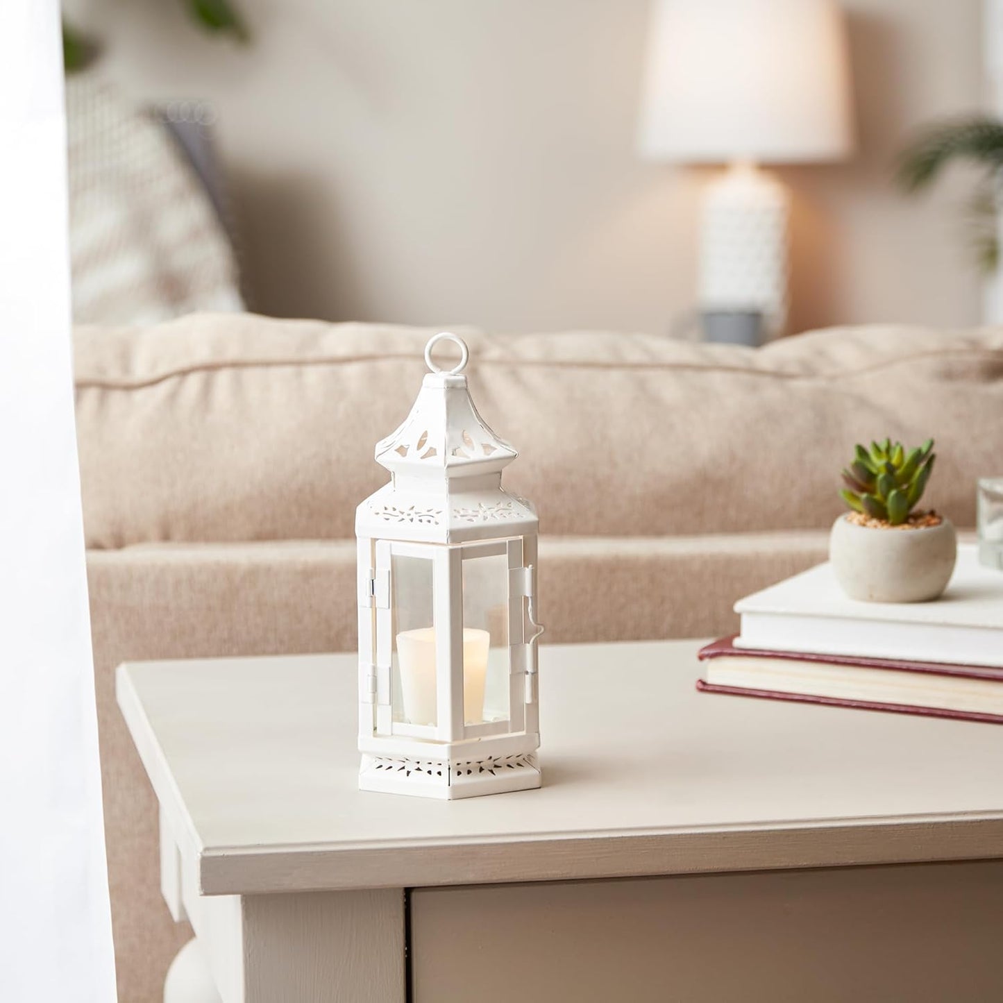 Accent Plus Indoor Lantern, Decorative Outdoor Christmas Candle Lantern, 3.75 x 3.25 x 8 Inches
