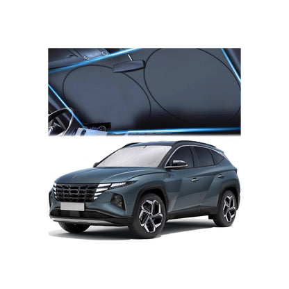 Windshield Sun Shade, Reflective Sunshade for Car Windshield with Mirror Cut-Out, Blocks 99% UV Rays & Keeps Vehicle Cool, Fits Cars, Trucks, SUVs & Vans, Fade-Resistant, (Large)
