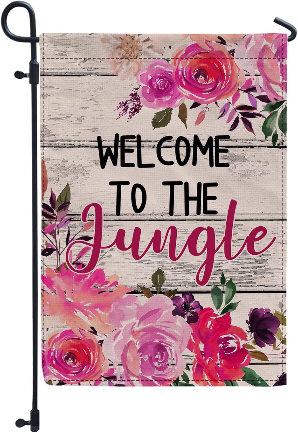 Welcome to the Jungle Fall Flag, Burlap Garden Flag for Outside, 12" x 18" Double Sided Outdoor Decor