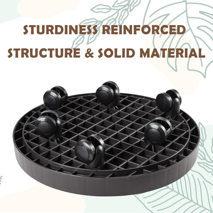 11 Inch Planter Caddies Rolling Saucer Caddy with Wheels, Heavy Duty Wheeled Stand for Potted Plant, Round Coaster