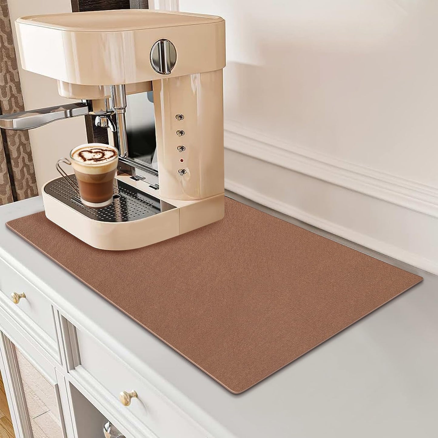QPIX DIGITAL Coffee Bar Mat, 19"x12" Super Absorbent Quick Dry Dish Drainer Mat for Kitchen Counter