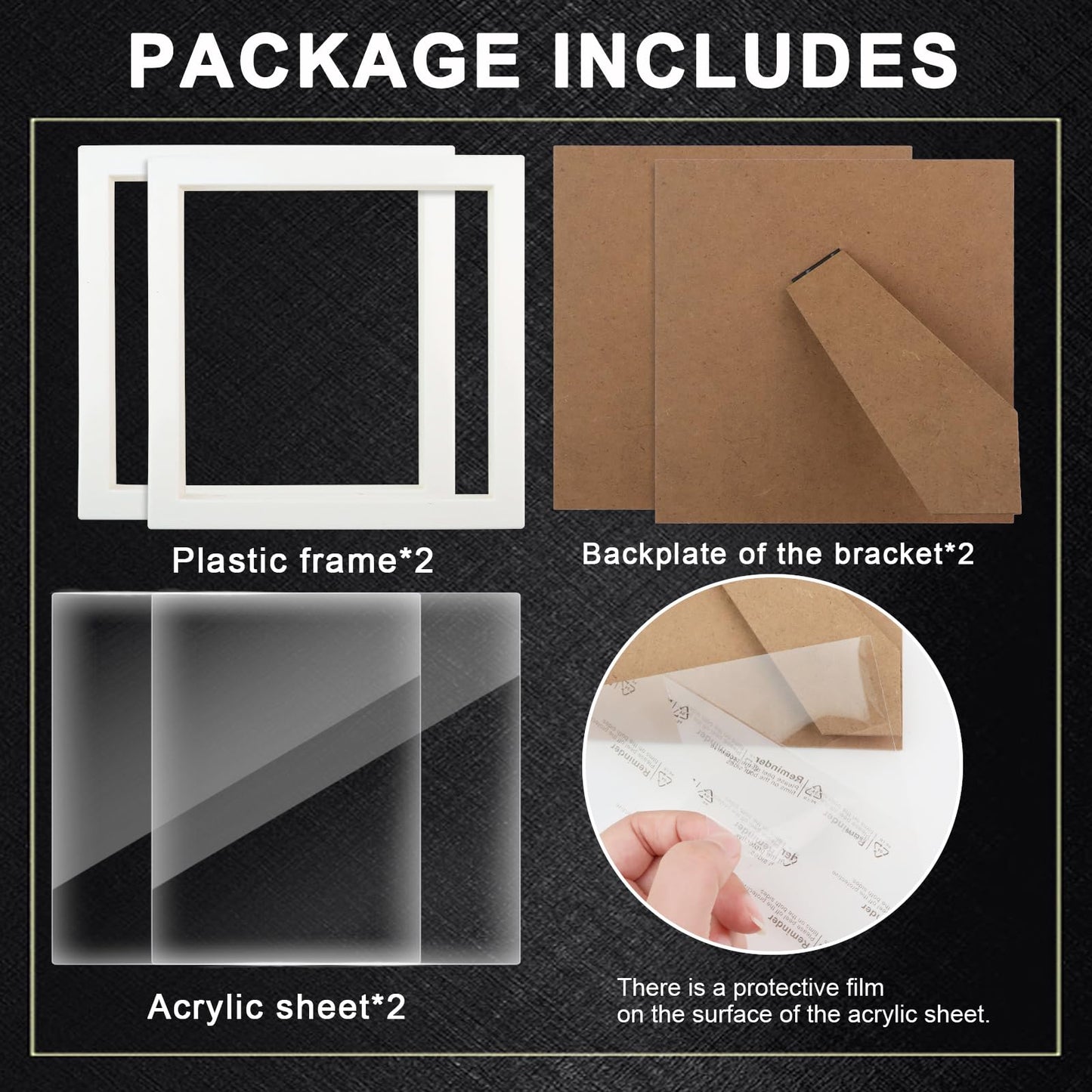 antor 2 Pack 6x6 Display Frames for Diamond Painting, Square Tabletop Stand Picture Frames for Diamond Art Projects and Completed DIY Artwork