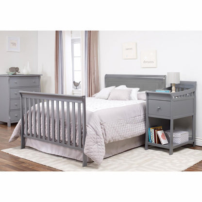 Sorelle Furniture Princeton Elite Crib and Changer with Solid Panel Back Classic -in- Convertible Diaper Changing Table Non-Toxic Finish Wooden Baby Bed Toddler Full-Size Nursery - Weathered Grey