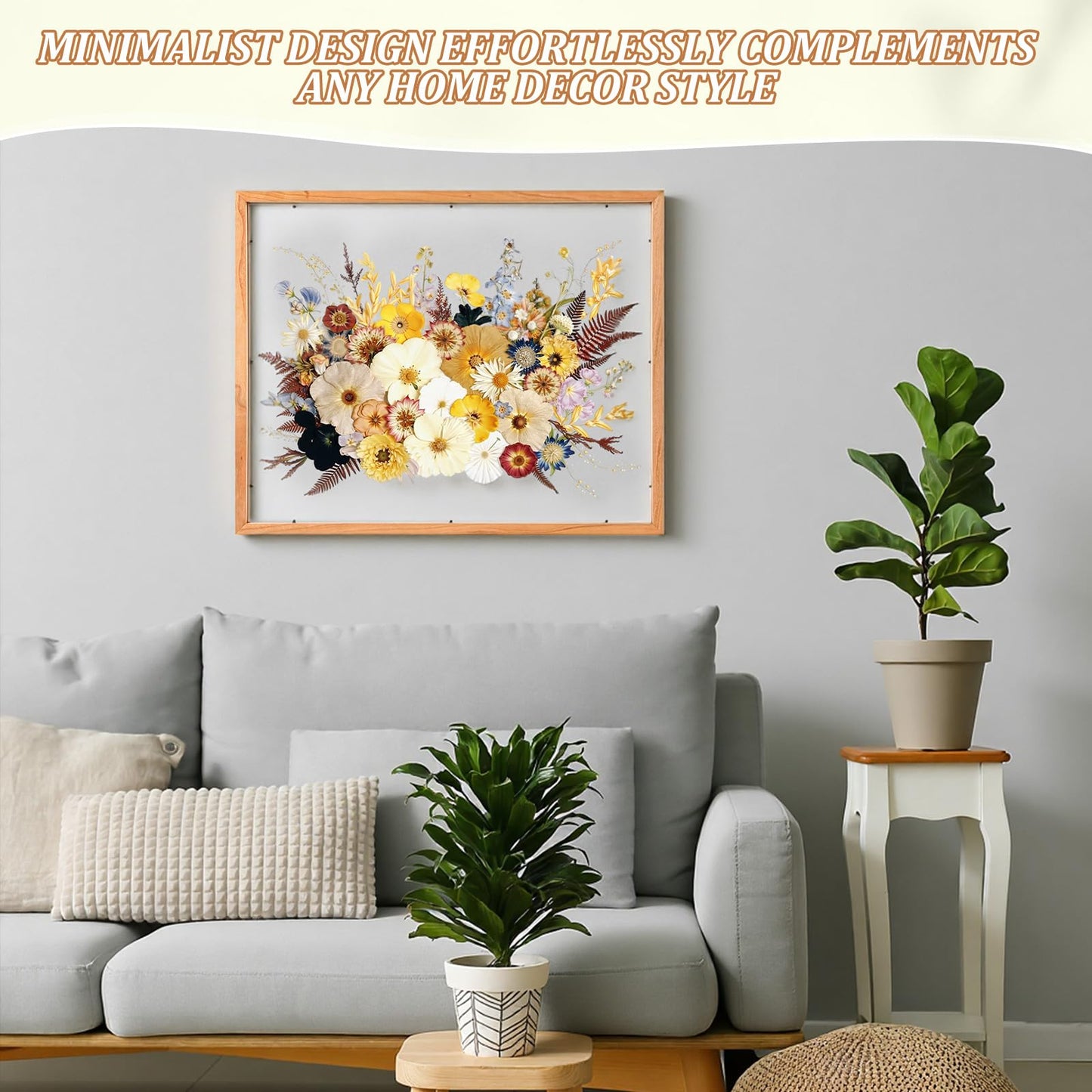 Leinuosen 2 Pcs Floating Picture Frames 16x20 Double Glass Pressed Flower Wooden Frames Wall Tabletop Display Photo Gift for Home Office Plant Specimen Embossed Designs