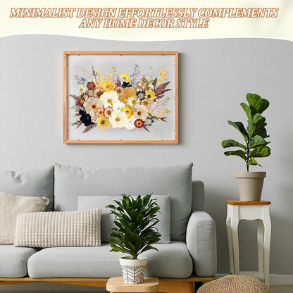 Leinuosen 2 Pcs Floating Picture Frames 16x20 Double Glass Pressed Flower Wooden Frames Wall Tabletop Display Photo Gift for Home Office Plant Specimen Embossed Designs