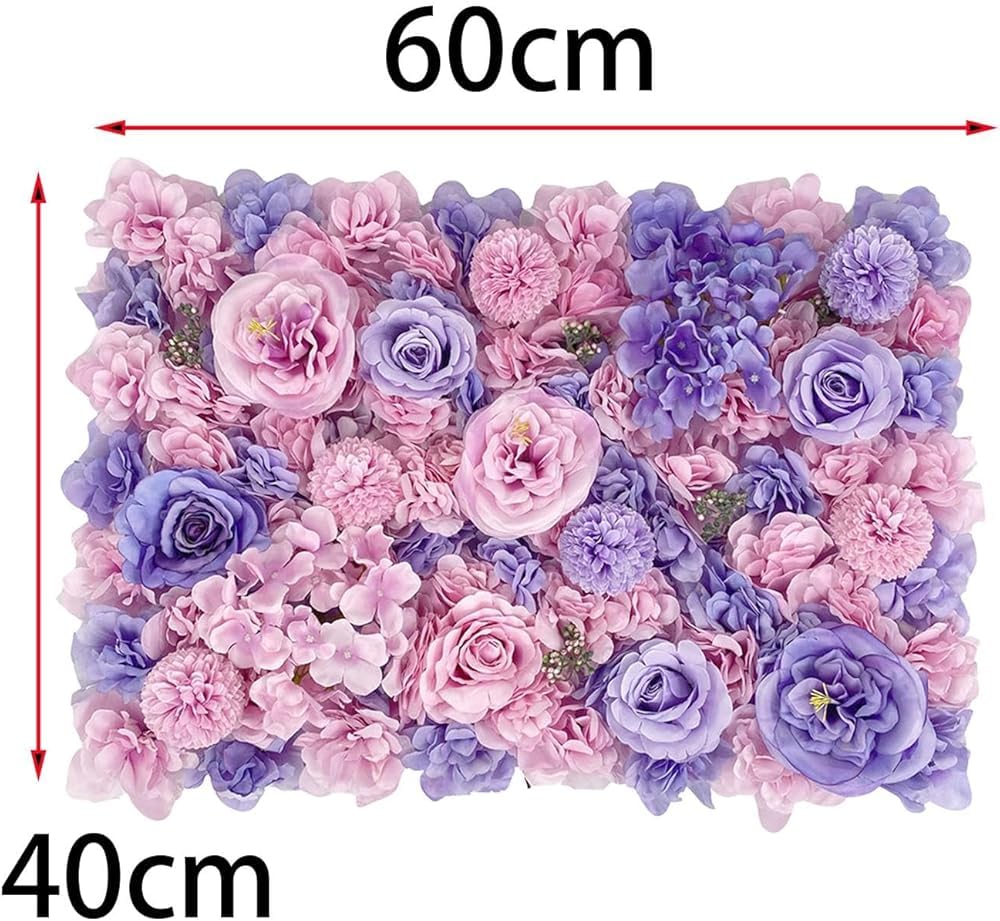 GOUZIBHD Artificial Flower Panel for Wall Backdrop, Flower Wall Panels, 16 X 24 Inch Flower Wall Mat, Faux Flower Wall Background for Wedding Home Decor Party Photo(Size:6PCS)