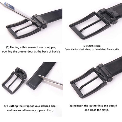 Weifert Men's Dress Belt Black Leather Belts for Jeans (32-34, Black2)