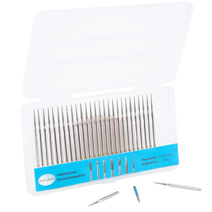 Diamond Tipped Rotary Tool Burr Bits, Tapered Grinder Burr 3/32inch Shank, Grinding Engraving for Stone Carving Tools Pack of 30Pcs