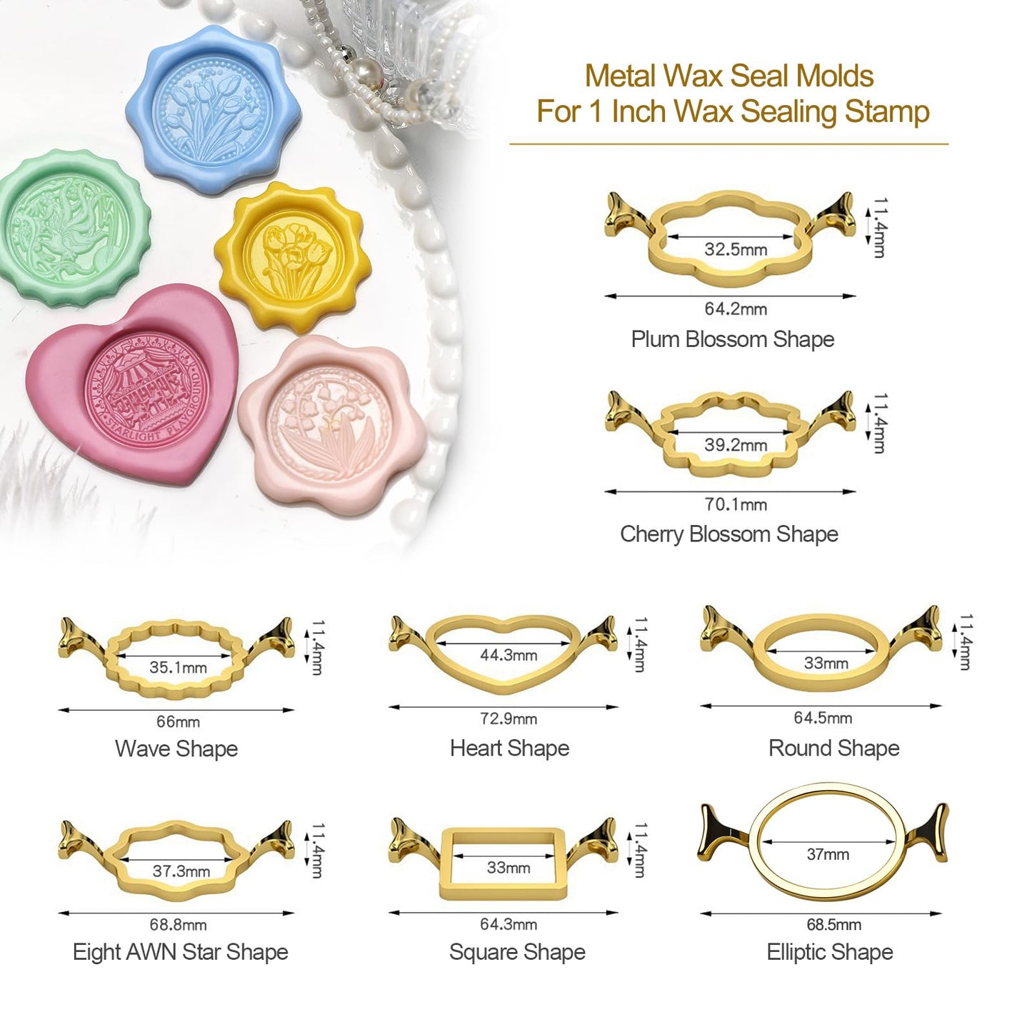 fsalisa 2PCS Metal Wax Seal Molds for 1 Inch Wax Sealing Stamp, DIY Craft Adhesive Waxing for Wedding Invitations Cards Letters Envelopes Wine Wrapping (Elliptic & Round Shape)